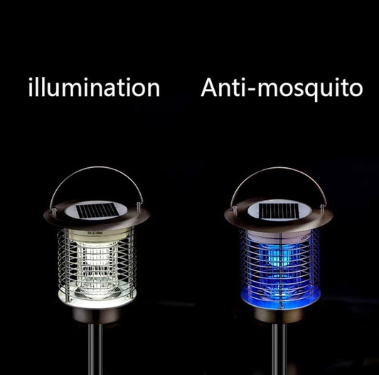 Tueur de Moustiques Extérieur en Acier Inoxydable avec Panneau Solaire et Lumière Intégrée