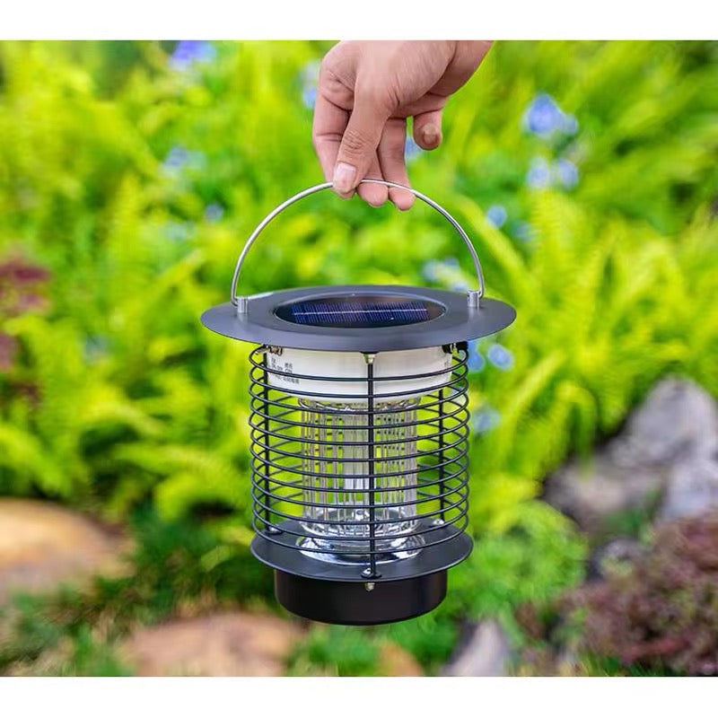 Tueur de Moustiques Extérieur en Acier Inoxydable avec Panneau Solaire et Lumière Intégrée