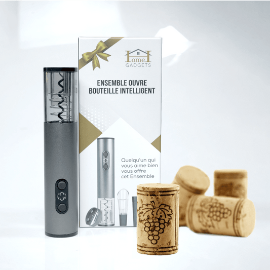 Ouvre Bouteille 4 Pièces (Tire-bouchon électrique, Verseur de vin,Coupe-feuille,Bouchon à Vide)